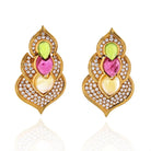 18K Yellow Gold Tourmaline, Peridot, And Diamond Clip-On Earrings - The Back Vault Jewelry