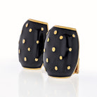 David Webb 18K Yellow Gold Black Enamel Gold Spotted Earrings - The Back Vault