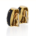 David Webb 18K Yellow Gold Black Enamel Gold Spotted Earrings - The Back Vault