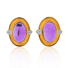 David Webb Platinum & 18K Yellow Gold Cabochon Amethyst And Diamonds Earrings - The Back Vault