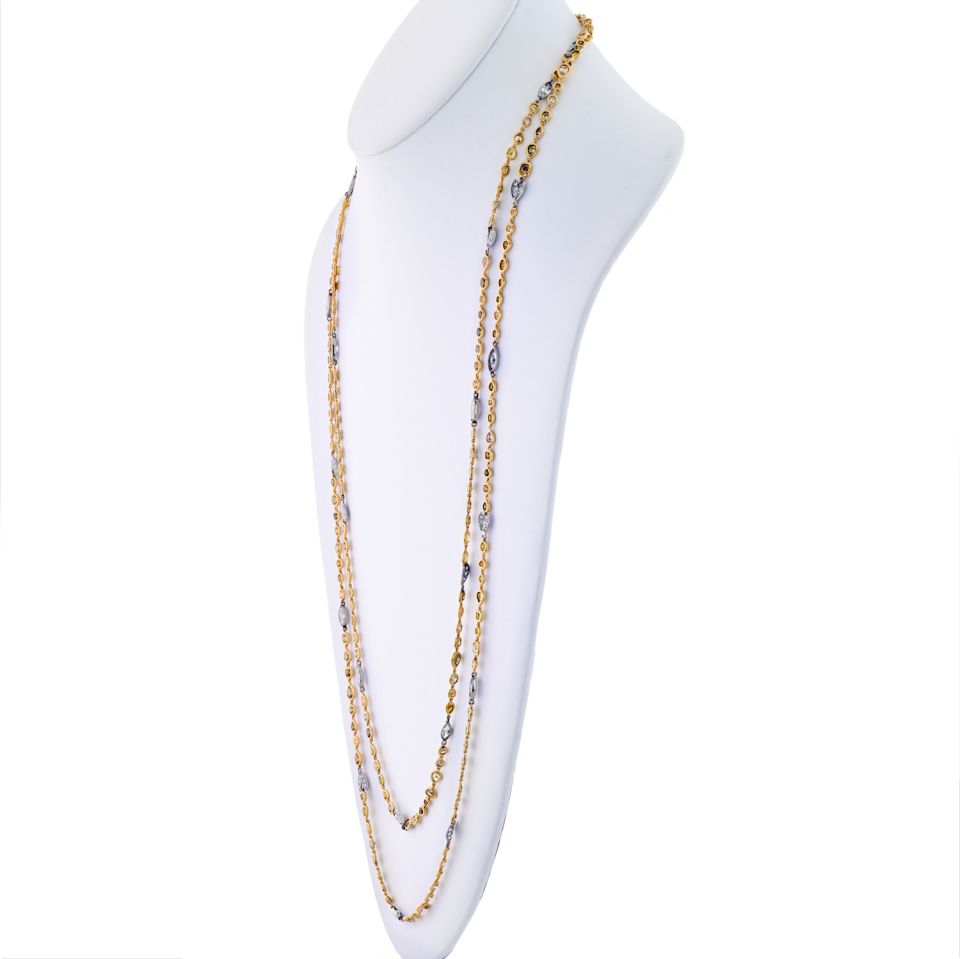 Platinum & 18K Yellow Gold 41 carat Fancy Color And White Diamonds by the Yard Necklace - The Back Vault Jewelry