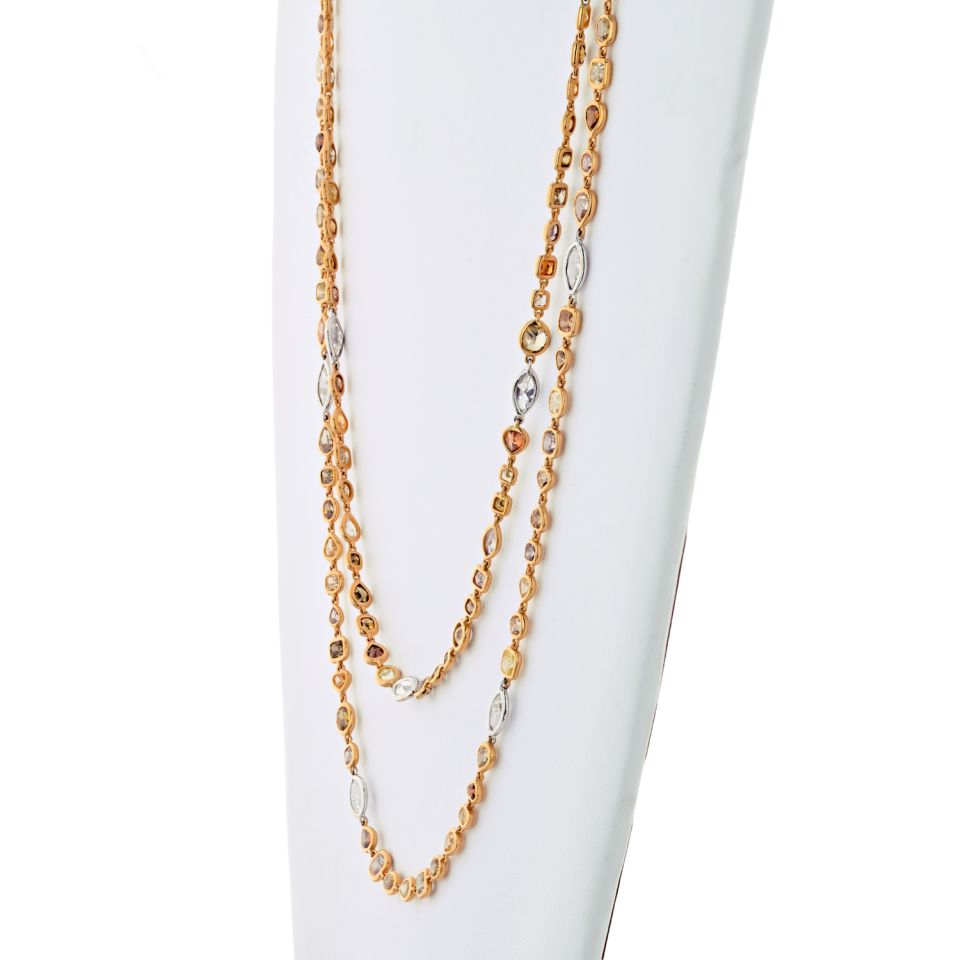 Platinum & 18K Yellow Gold 36 carat Fancy Color And White Diamonds by the Yard Necklace - The Back Vault Jewelry