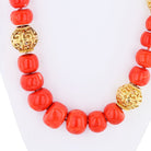 David Webb 1960's 18K Yellow Gold Large Coral Balls String Necklace - The Back Vault