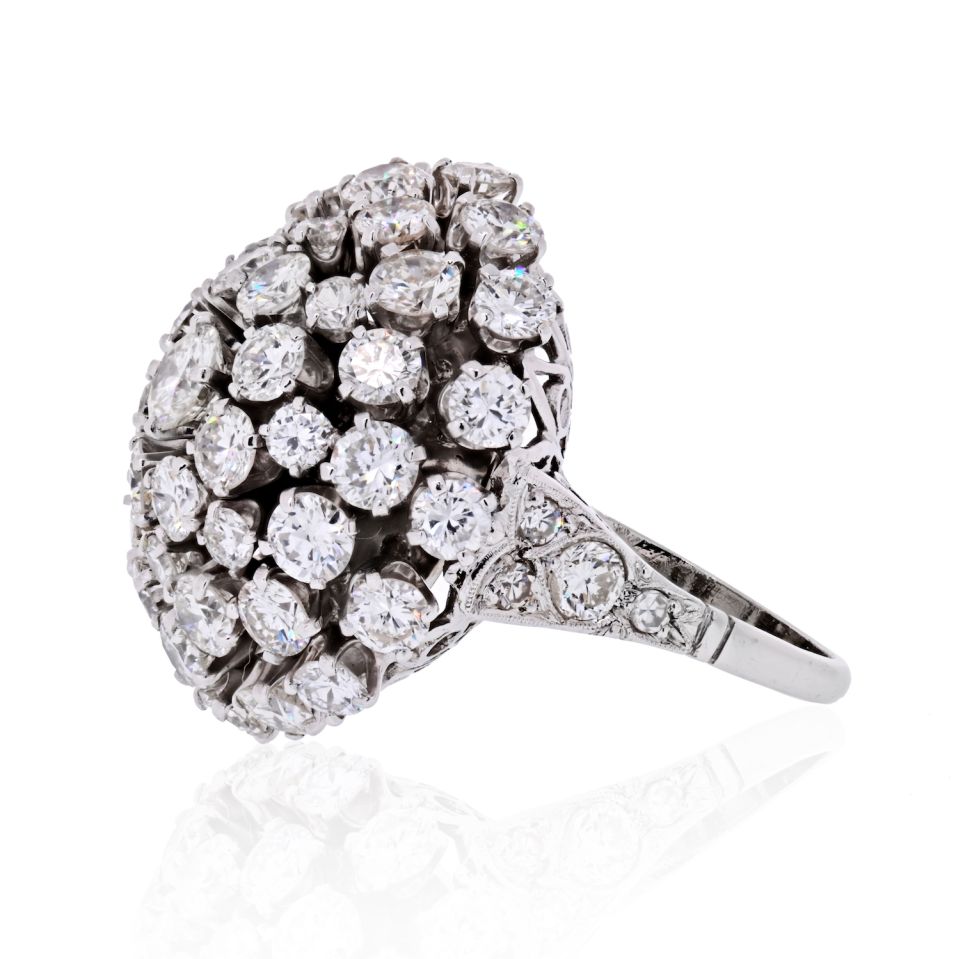 18K White Gold Cluster Round Cut Diamond Ring - The Back Vault Jewelry