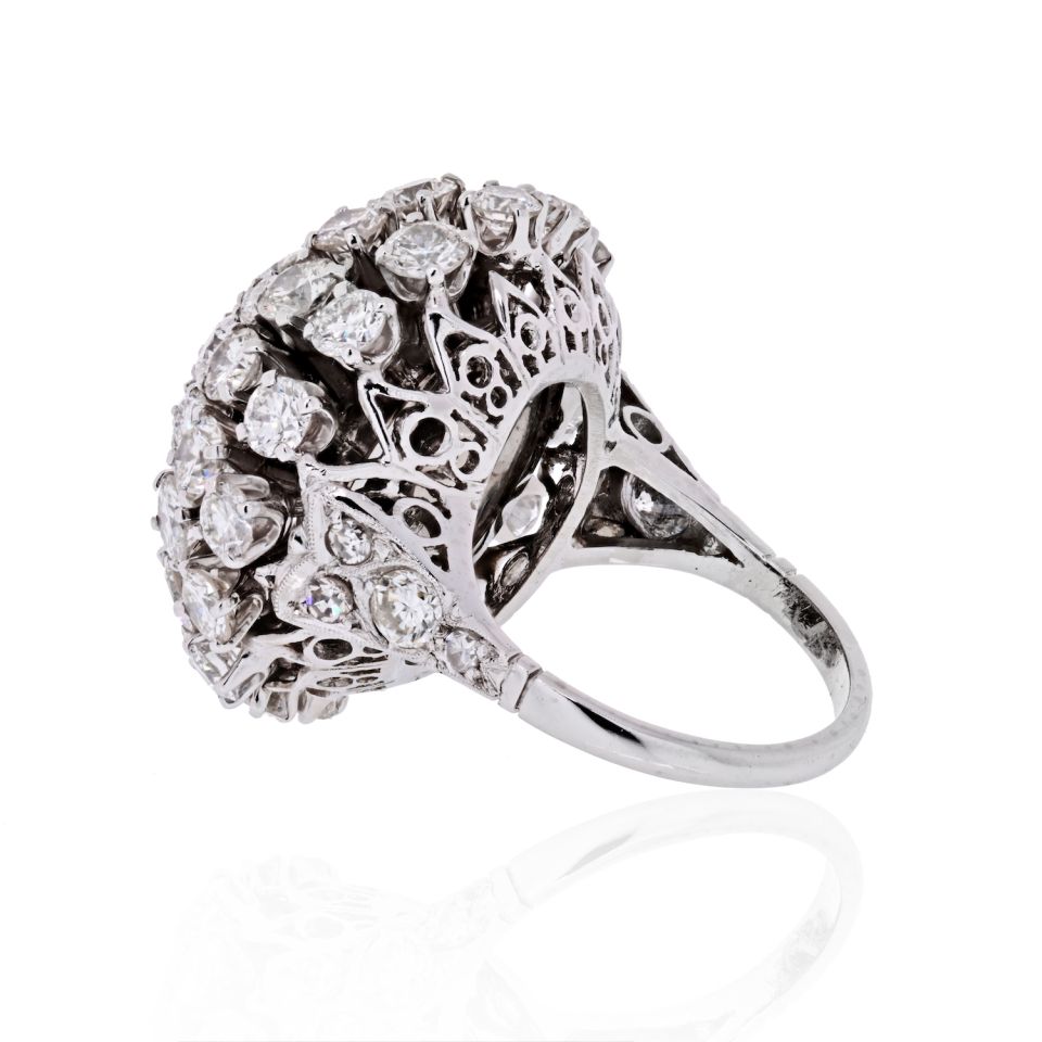 18K White Gold Cluster Round Cut Diamond Ring - The Back Vault Jewelry