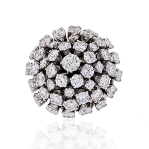 18K White Gold Cluster Round Cut Diamond Ring