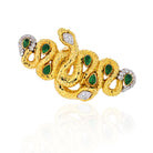 David Webb Kingdom 18K Yellow Gold Two Snakes, Emeralds, Diamonds, Interlocking Ring - The Back Vault