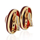 David Webb Carnelian And Diamond Platinum & 18K Yellow Gold Clip Earrings - The Back Vault