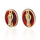 David Webb Carnelian And Diamond Platinum & 18K Yellow Gold Clip Earrings - The Back Vault