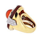 David Webb Platinum & 18K Yellow Gold Oval Cut Carnelian, Diamond Ring - The Back Vault