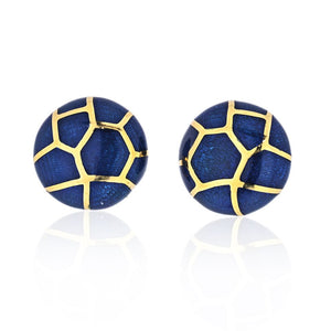 Angela Cummings 18K Yellow Gold Blue enamel Earrings