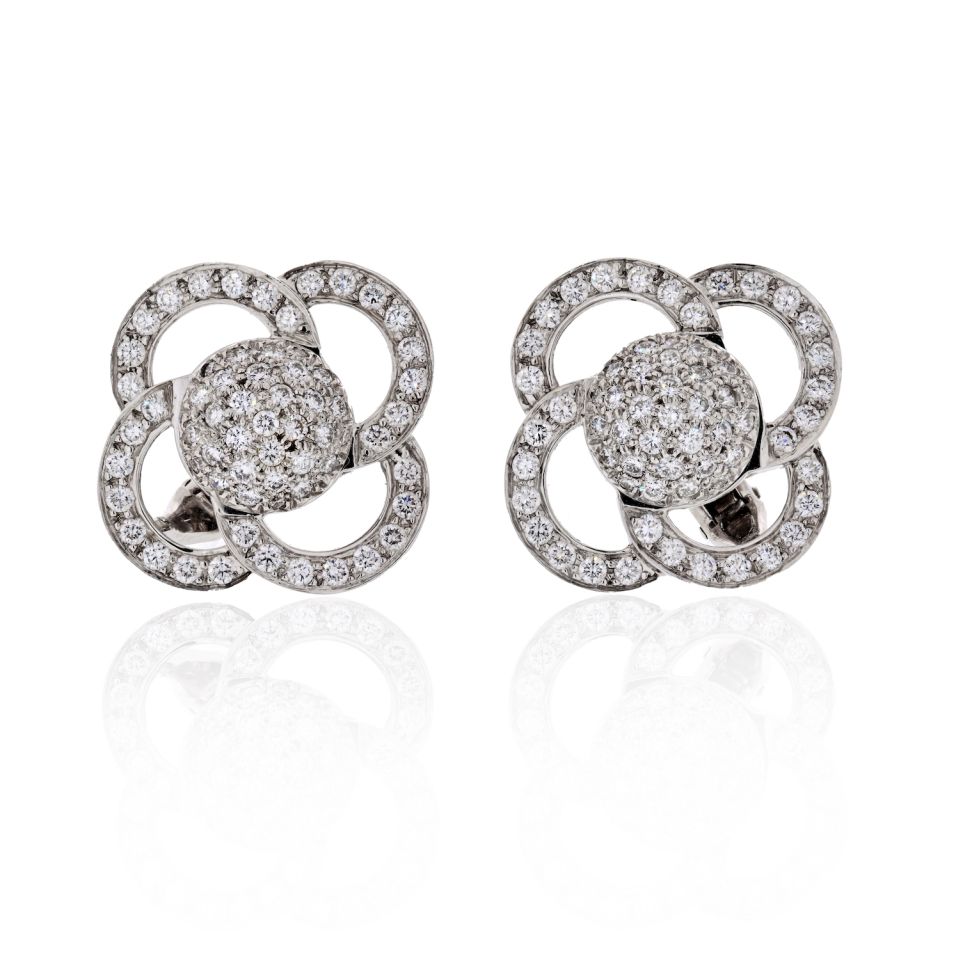 18K White Gold 6 carat Diamond Clip Earrings - The Back Vault Jewelry