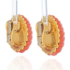 David Webb 1970's Platinum & 18K Yellow Gold Coral and Diamond Earrings - The Back Vault