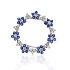 Oscar Heyman Platinum Sapphire & Diamond Round Circle Brooch - The Back Vault