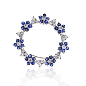 Oscar Heyman Platinum Sapphire & Diamond Round Circle Brooch