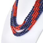 David Webb Platinum & 18K Yellow Gold Multi-Strand Lapis, Coral Necklace - The Back Vault