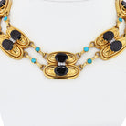 David Webb Platinum & 18K Yellow Gold Garnet, Turquoise & Diamond Necklace - The Back Vault