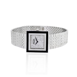 Piaget Circa 1970's 18K White Gold Diamond Suqare Dial Wrist Women Watch