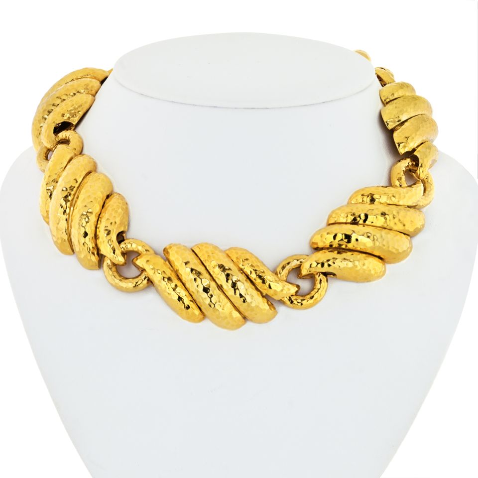 David Webb Platinum & 18K Yellow Gold Heavy Collar Necklace - The Back Vault