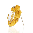 David Webb 18K Yellow Gold Rock Crystal Lion Brooch Pendant - The Back Vault