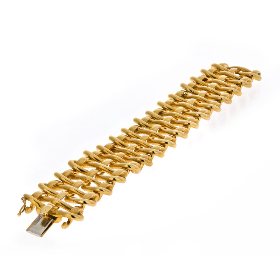 Tiffany & Co. 18K Yellow Gold 1970's Open Wire Wide Bracelet - The Back Vault