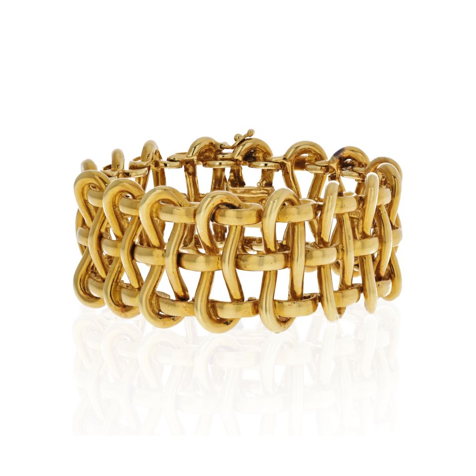 Tiffany & Co. 18K Yellow Gold 1970's Open Wire Wide Bracelet – The Back ...