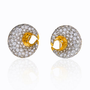 18K Rose Gold Crescent Pave 4 carat Diamond Earrings