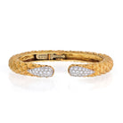 David Webb 18K Yellow Gold Diamond Tip Textured Bangle Bracelet - The Back Vault