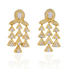 18K Yellow Gold 12 carat Tiered Diamond Chandelier Earrings - The Back Vault