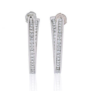 Cartier 18K White Gold Diamond Hoop 1.5 inch Earrings