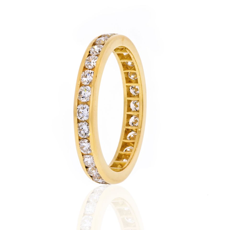 Tiffany & Co. 18K Yellow Gold 3mm Round Diamond 0.59cts Eternity Band - The Back Vault