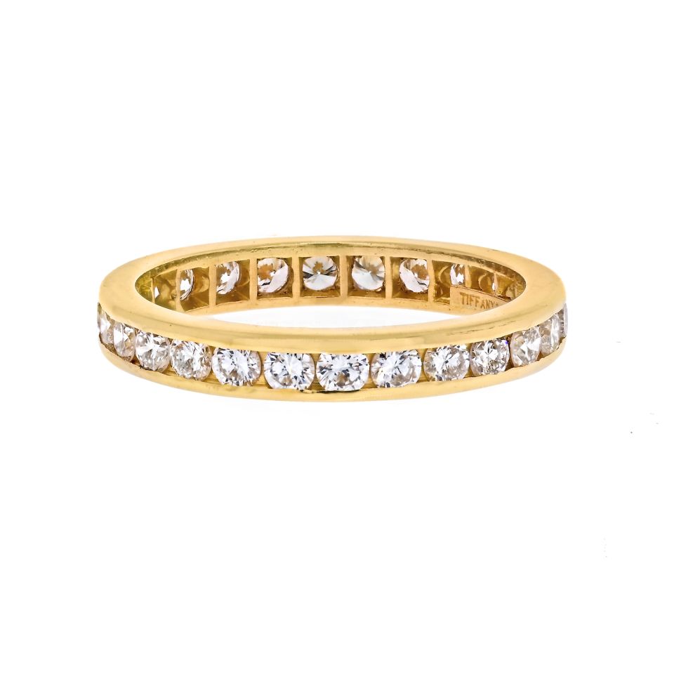 Tiffany & Co. 18K Yellow Gold 3mm Round Diamond 0.59cts Eternity Band - The Back Vault