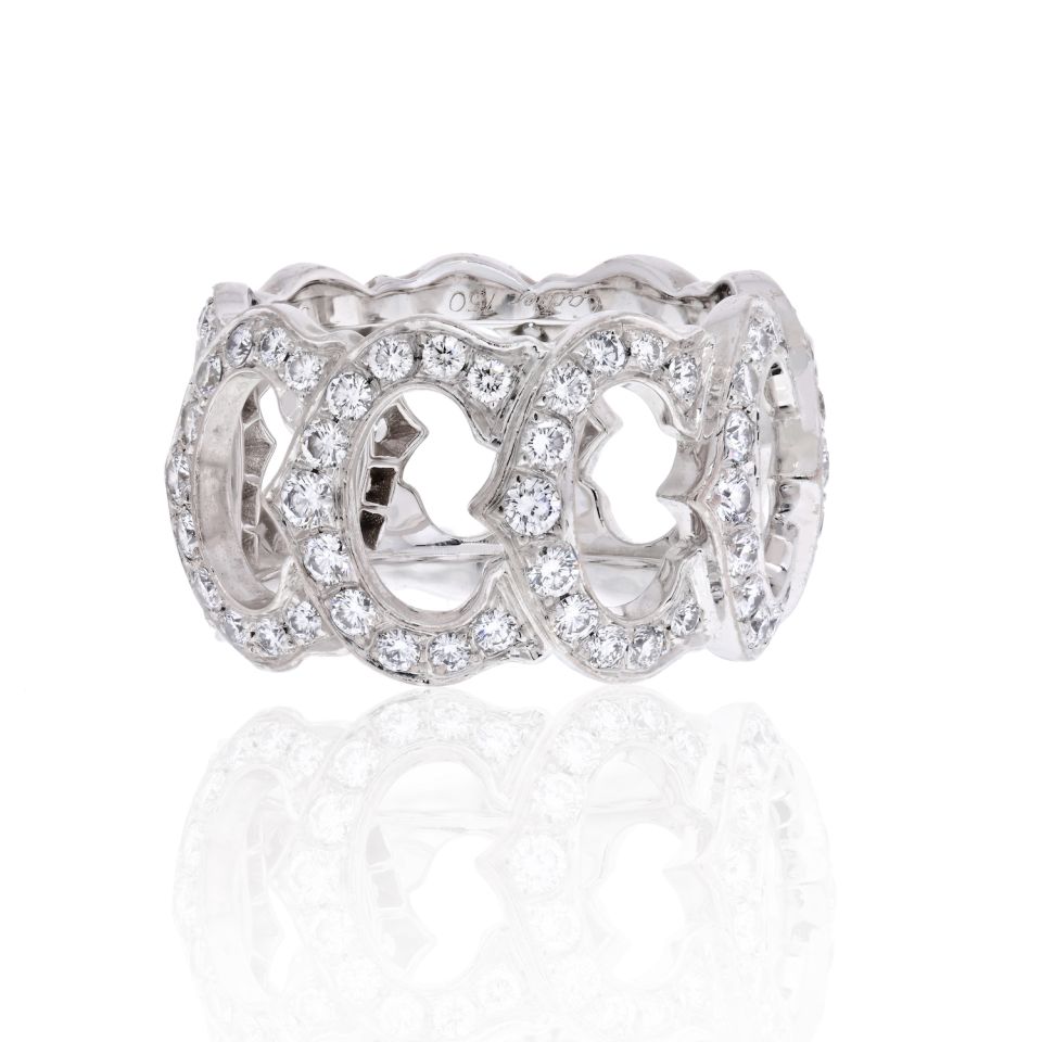 Cartier 18K White Gold 'C' De Cartier All Diamond Ring - The Back Vault