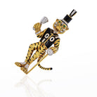 David Webb 18K White Gold Black Enamel Tiger Brooch - The Back Vault