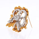 Circa 1950's Platinum & 18K Yellow Gold 4 carat Diamond Bow Brooch - The Back Vault