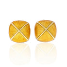 David Webb 18K Yellow Gold Large Yellow Enamel Pyramid Earrings - The Back Vault