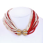 Buccellati 18K Yellow Gold 16 string Coral, Pearl Diamond Clasp Necklace - The Back Vault