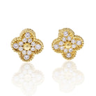 Van Cleef & Arpels 18K Yellow Gold Vintage Alhambra Diamond Earrings - The Back Vault