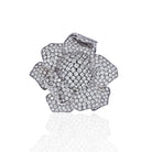 18K White Gold Large Pave Diamond Flower Pin 35 carat Brooch - The Back Vault