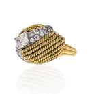 David Webb Platinum & 18K Yellow Gold 2.13 Carat Emerald Cut Turban Diamond Ring - The Back Vault