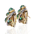 David Webb Platinum & 18K Yellow Gold Diamond And Green Emerald Earrings - The Back Vault