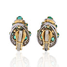 David Webb Platinum & 18K Yellow Gold Diamond And Green Emerald Earrings - The Back Vault