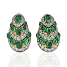 David Webb Platinum & 18K Yellow Gold Diamond And Green Emerald Earrings - The Back Vault