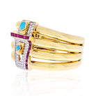 David Webb Platinum & 18K Yellow Gold 1960's Diamond, Ruby And Turquoise Bangle Bracelet - The Back Vault