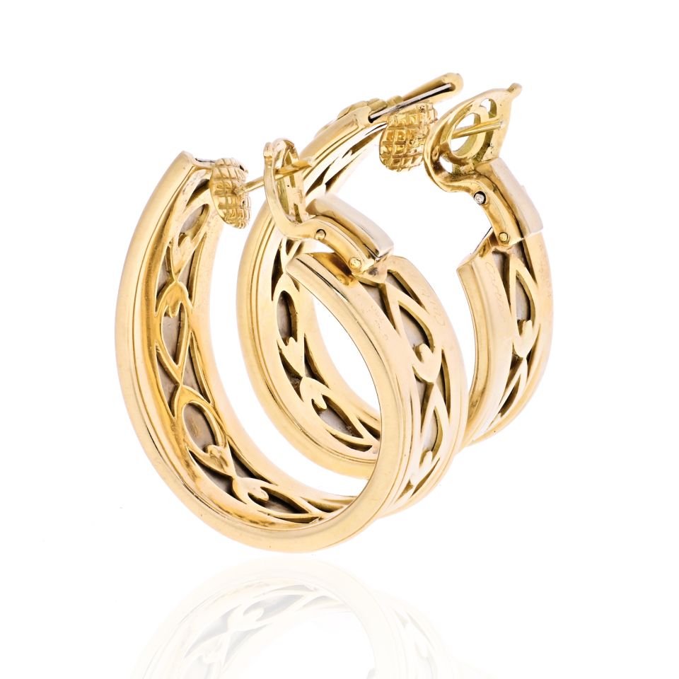 Cartier 18K Two Tone Walking Panthere Hoop Earrings - The Back Vault