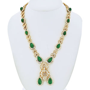 Van Cleef & Arpels 18K Yellow Gold 1970's Green Emerald And Diamond Convertable Necklace