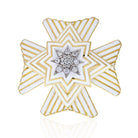 David Webb Platinum & 18K Yellow Gold Important Vintage Maltese Crosee White Enamel Brooch - The Back Vault