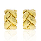 David Webb 18K Yellow Gold Hammered Braid Huggie Earrings - The Back Vault