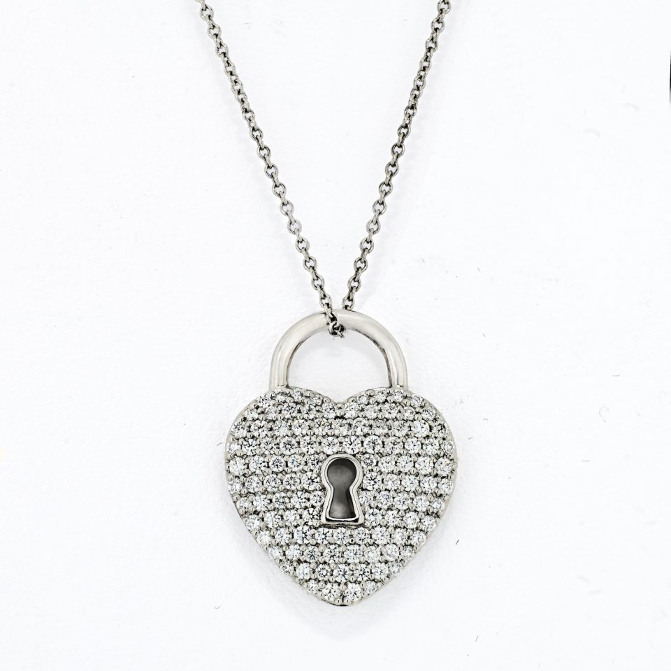 Tiffany & Co. Platinum Pave Diamond Heart Pendant - The Back Vault