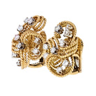 David Webb Platinum & 18K Yellow Gold Twisted Woven Diamond Earrings - The Back Vault